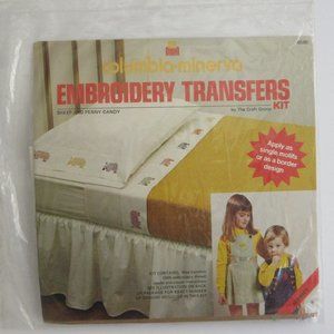 Columbia Minerva Sheep And Penny Candy Iron-On Embroidery Transfer Kit 6580 NEW